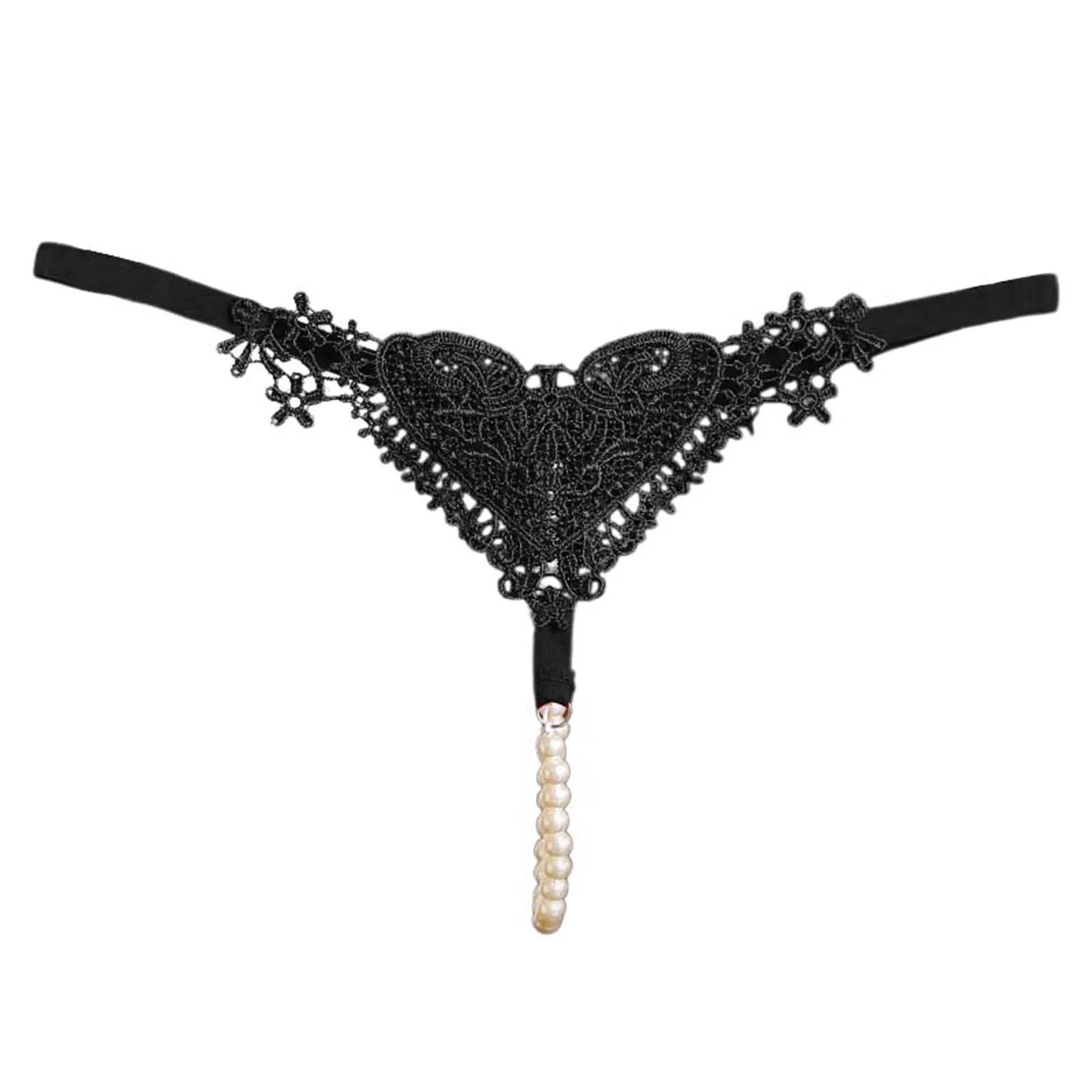 Seamless Crotchless Underwear Women Erotic Floral Embroidered Beading Sexy Lingeries Female Lace Hollow Out Pearl Panties
