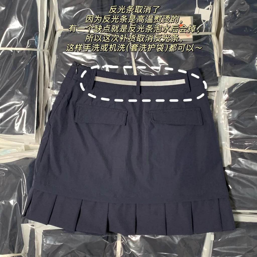 Navy Blue Golf Skort for Women Summer High Waist Slimming Pleated Mini Skirt with Shorts Casual Lady Sporty Tennis Skirt 464A