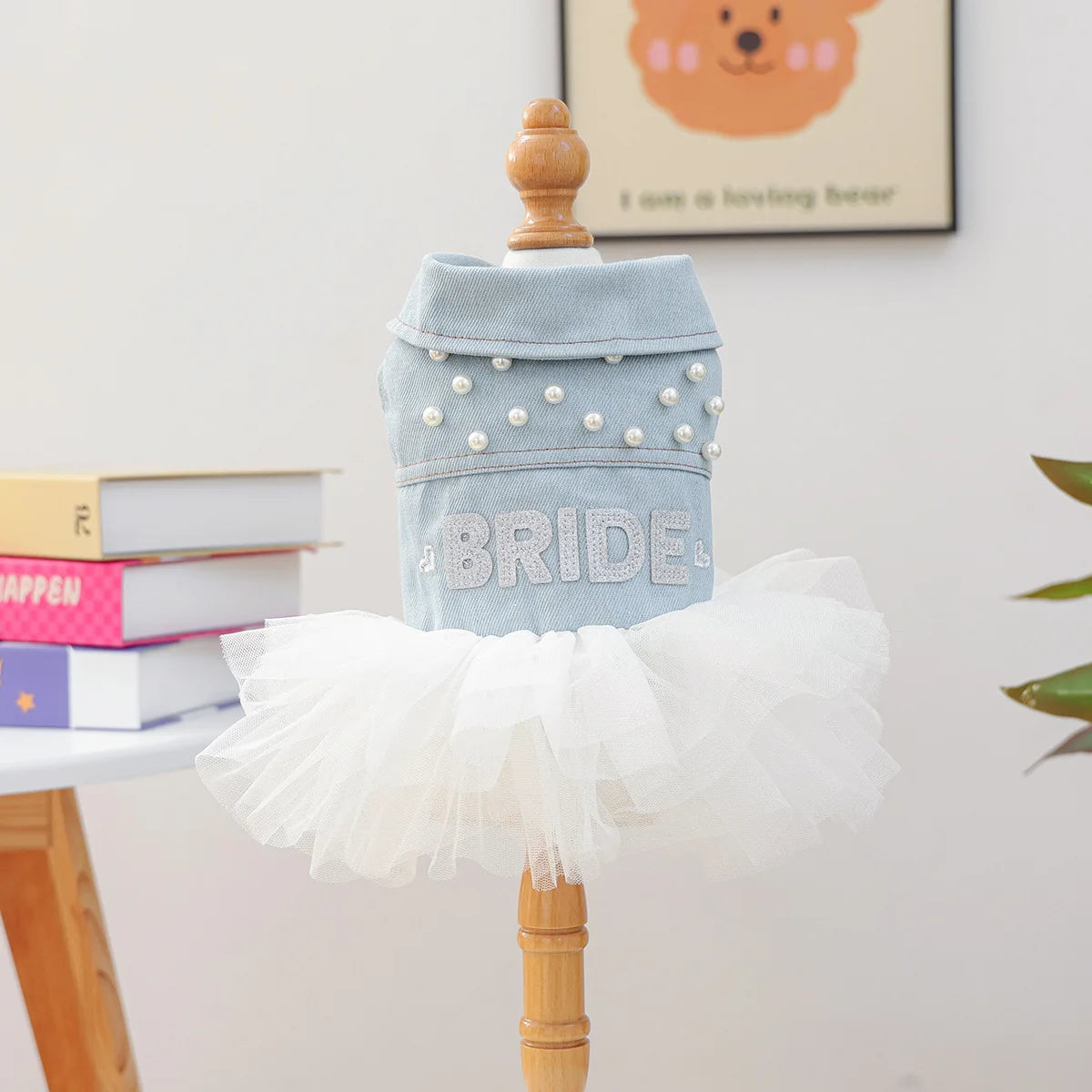 Bride Apparel For Dogs Autumn Denim Coat With Tutu Skirt Pet Dresses For Small Puppy Animal Cat Dachshund Suit Chihuahua Clothes