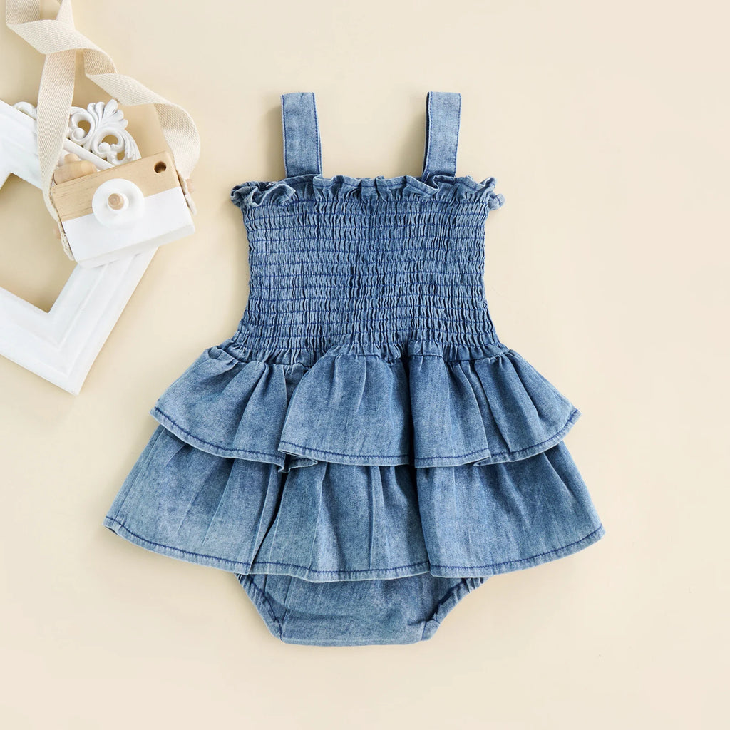 Citgeett Summer Infant Baby Girl Bodysuit Sleeveless Suspender Ruffle Hem Bottom Snap Button Cute Jumpsuit Clothes