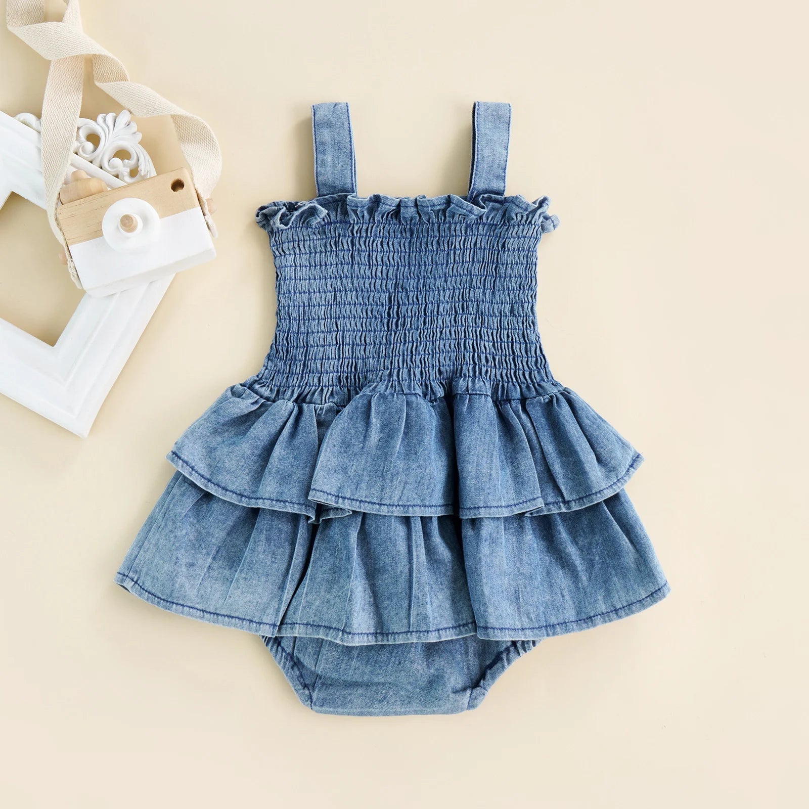Citgeett Summer Infant Baby Girl Bodysuit Sleeveless Suspender Ruffle Hem Bottom Snap Button Cute Jumpsuit Clothes