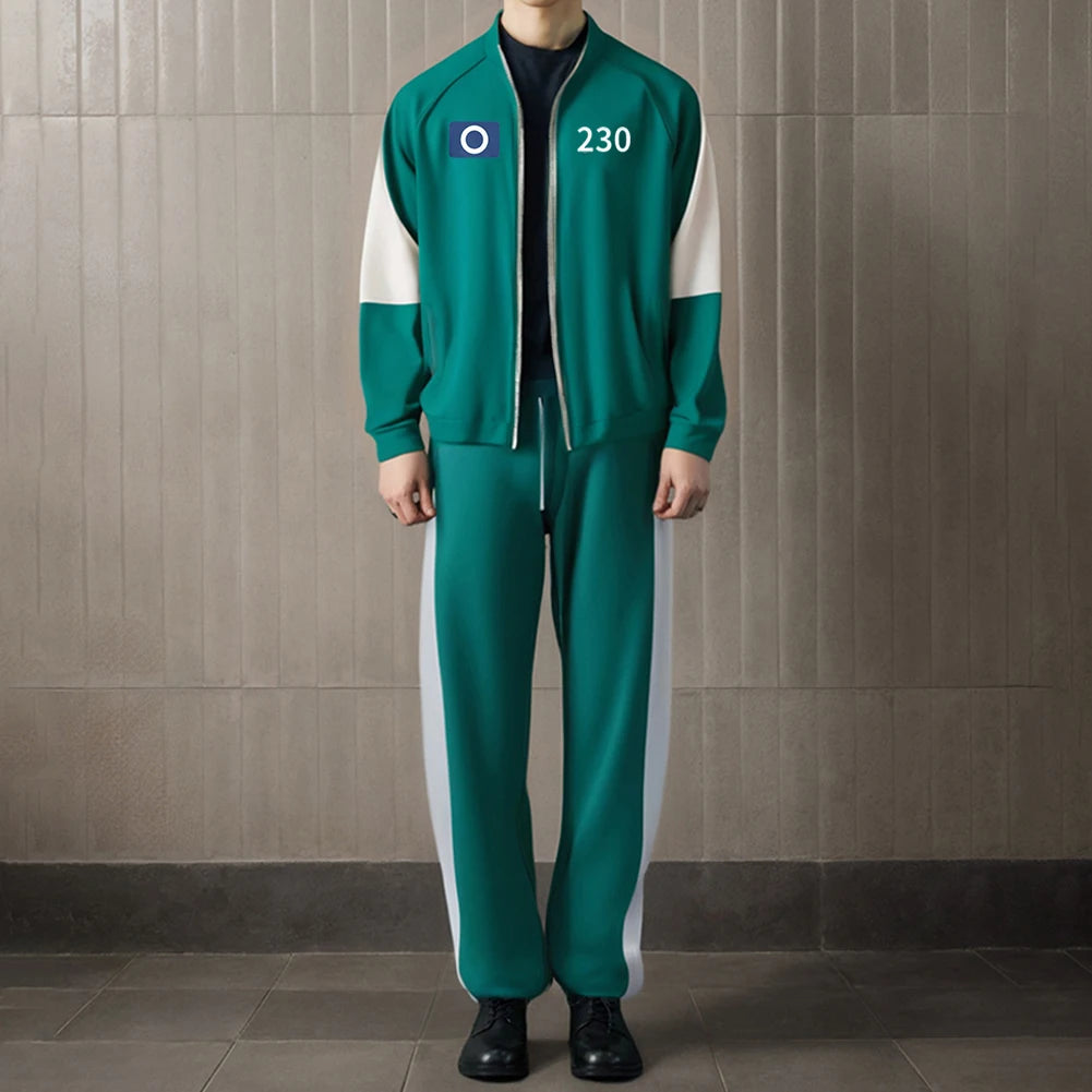 Green Movie Game Jumpsuit Cosplay Party Tracksuit Outfits Props Role Play Classic Costume From Korean TV Belt Full Mask Set