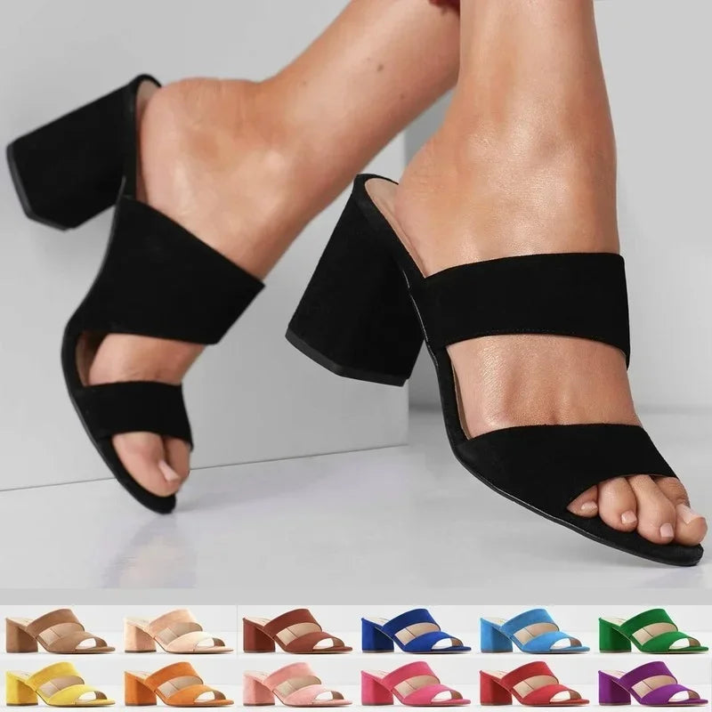 Summer Women's Fashion Sexy Open Toe Thick Heel Sandals High-heeled Shoes Wedding Party Shoe Lady Girl Slipper 6050-6VE