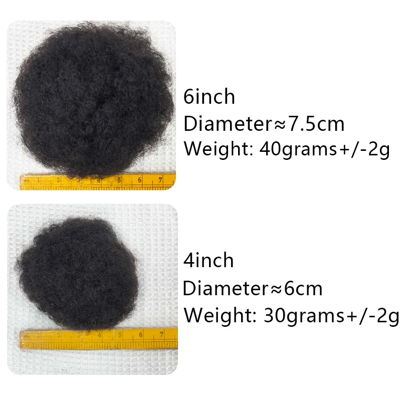 Kinky Curly Human Hair Ponytail Afro Puff Drawstring High Bun HairPiece Clip in on Updo Extensions for Black Women Ship From US