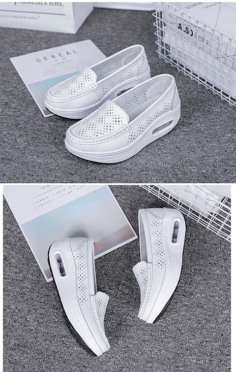 Women's shoes 2020 spring summer all-match mother single shoes leather rocking shoes platform platform nurse shoes work shoes