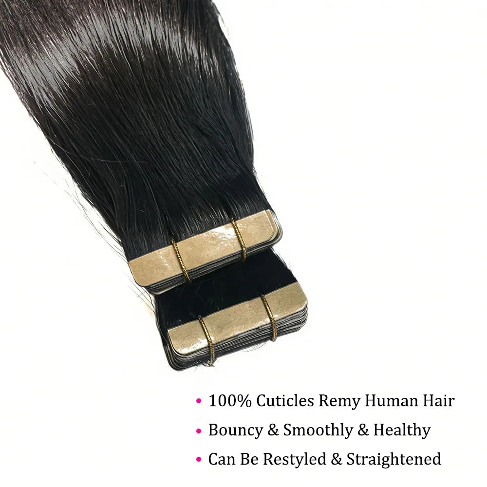 Straight Tape in Hair Extensions Human Hair Brazilian Hair 100% Human Hair Extensions Skin Weft Adhesive Glue On Salon Quality