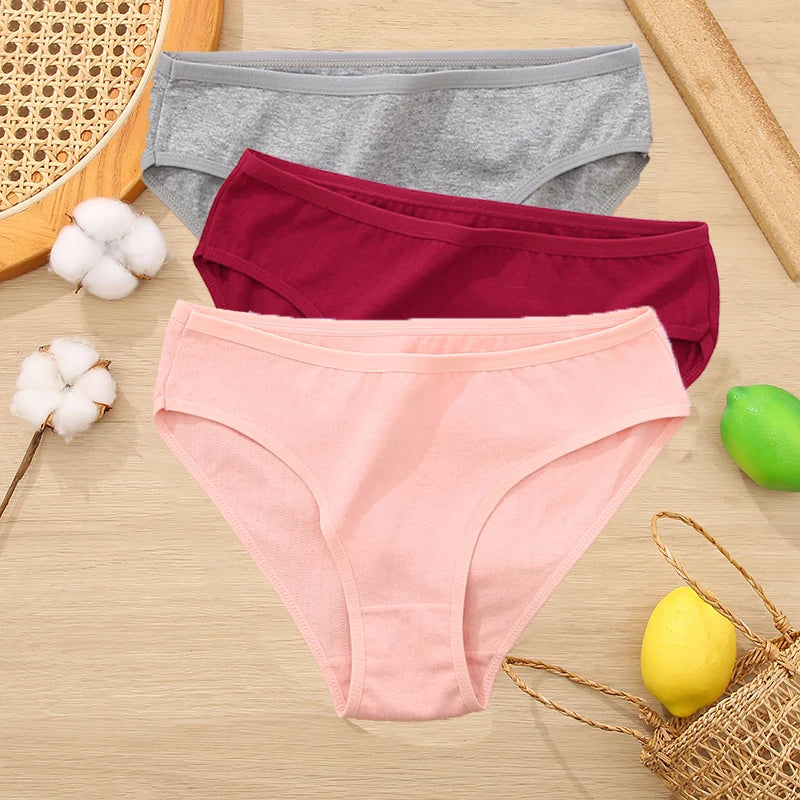 3PCS/Set Cotton Panties Women Briefs Jacquard Design Women Panties Sexy Female Underpants Solid Color Intimate Pantys S-XL