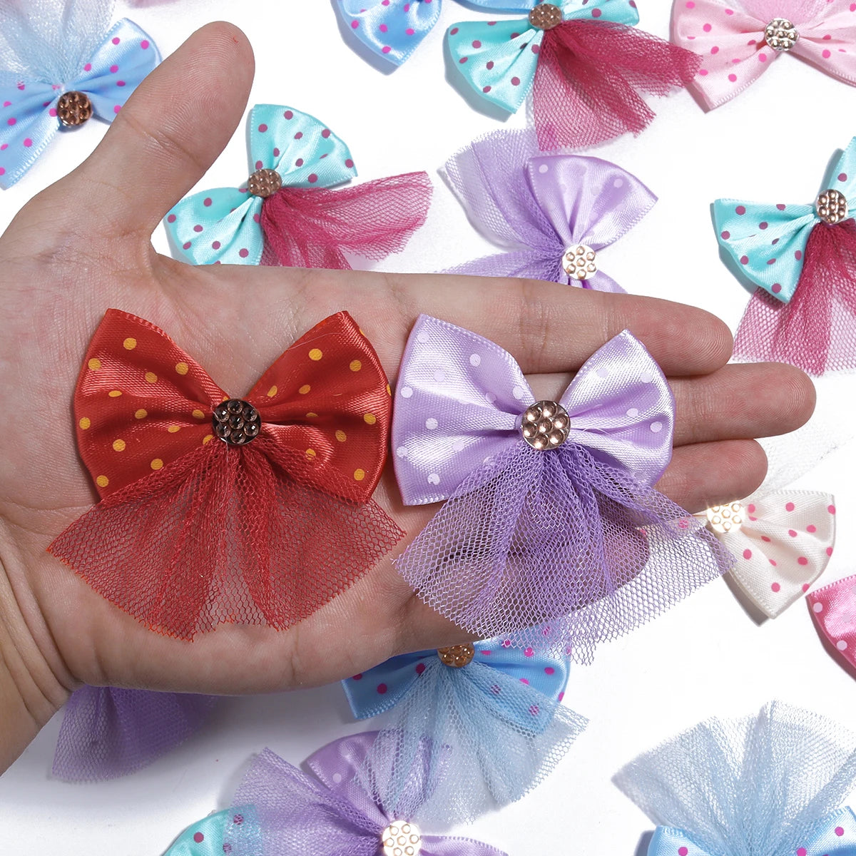 10PCS Dog Bow Dog Hair Accessories Handmade No Clip, No Rubber Band Pet Clothing Decoration Bows For Dogs Cats Pet Accessories
