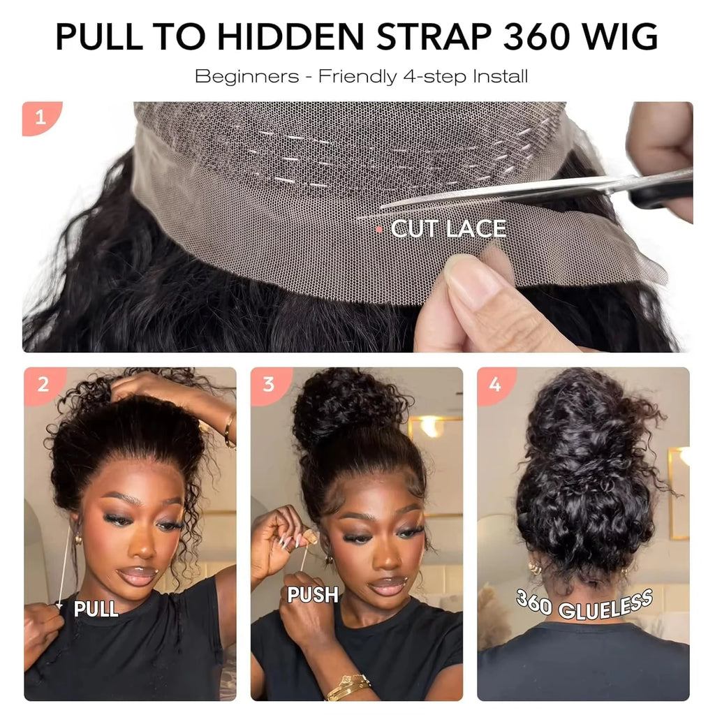 Curly Wigs 360 Full Lace Wig Deep Wave Water Wave Human Hair 1b Black Wig Invisi Strap Hd Lace Wigs 250 Density Bleached Knoted