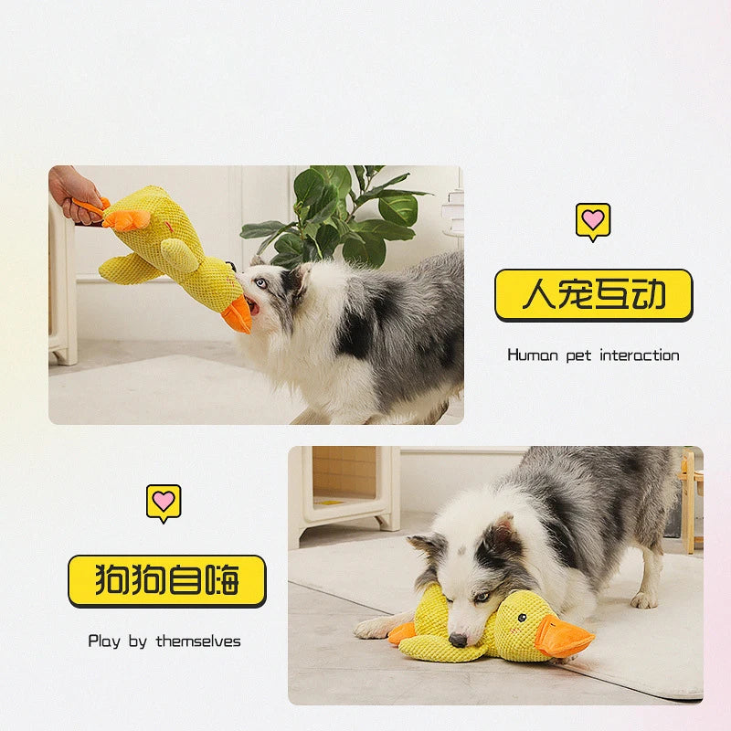Duck Shape Dog Toy Quacking Plush Pet Toy For Small Large Dog Durable Puppy Molar Chew Toy Fun Interactive Plaything Dog Supplie