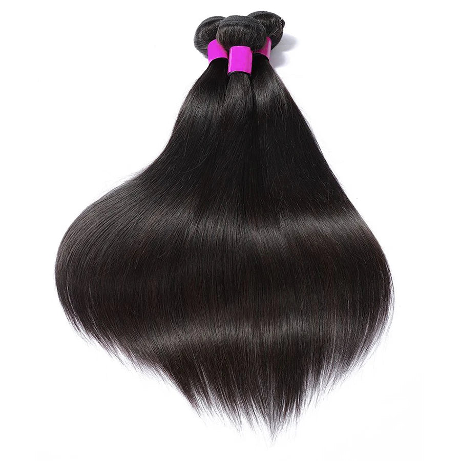 Straight Human Hair Bundles Brazilian Remy Hair Weave Bundles 1/3/4 PCS Natural Black 14-30 Inch Human Hair Extensions