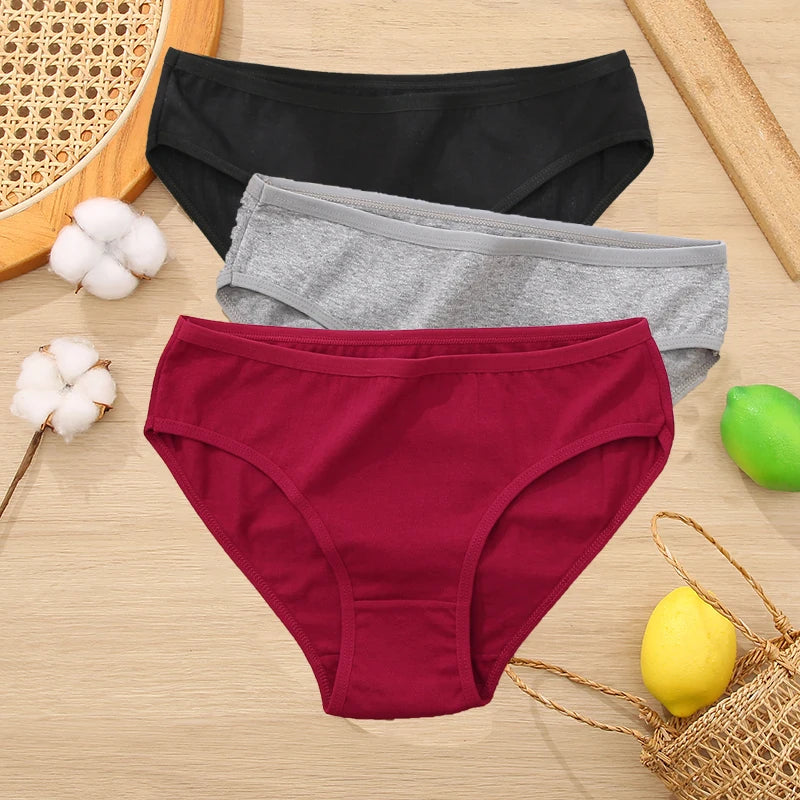 3PCS/Set Cotton Panties Women Briefs Jacquard Design Women Panties Sexy Female Underpants Solid Color Intimate Pantys S-XL