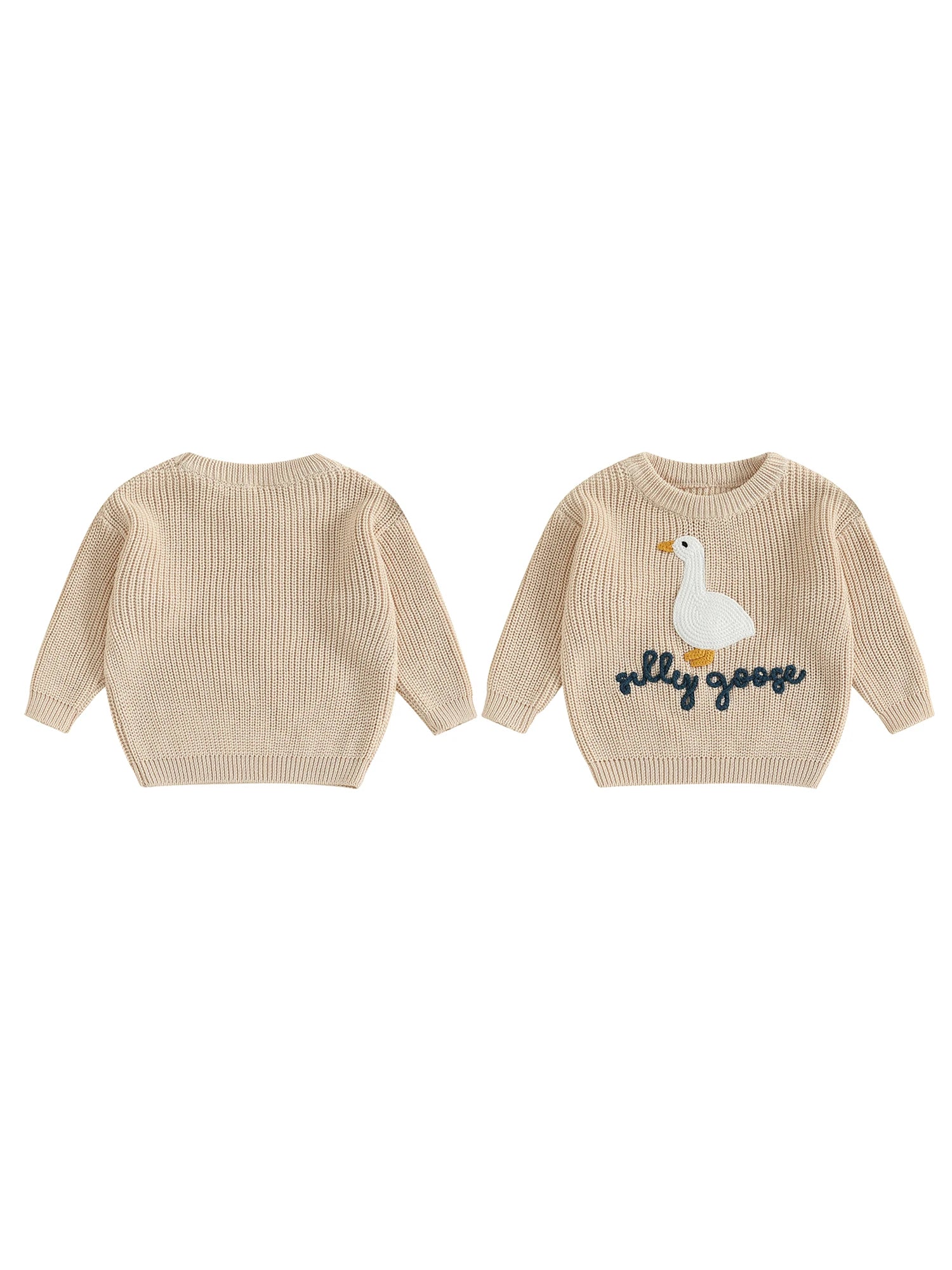 Infant Toddler Duck Sweater Cute Animal Embroidered Crewneck Long Sleeve Pullover Cozy Knit Tops for Baby Boys Girls