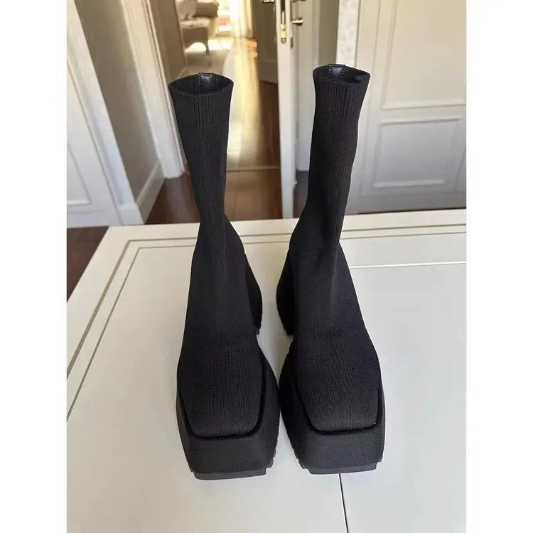 Ankle Super High Heels Chelsea Boots Women Shoes 2024 New Chunky Ladies Shoes Sexy Pumps Platform Goth Motorcycle Black Boots