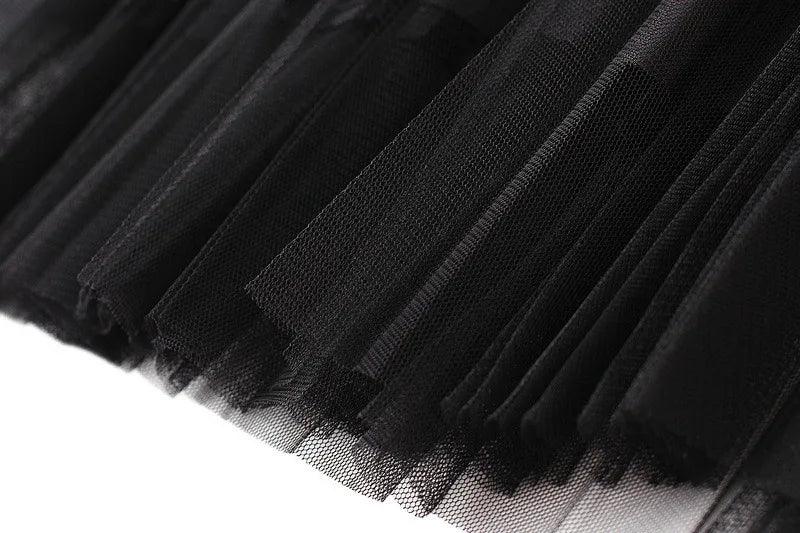 Luxury Velvet Pleated Skirts For Women 2024 Summer Fashion Women's High Waist Mesh Midi Skirt Female Elegant  Solid A-Line Skirt