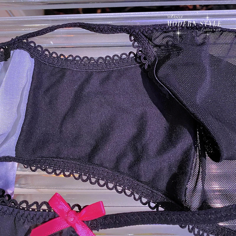 Ice Silk Cute Cat Girls Panties Thin Sexy Japanese Women Briefs Lady Thong Underwear Female Low Waist G String Lingerie