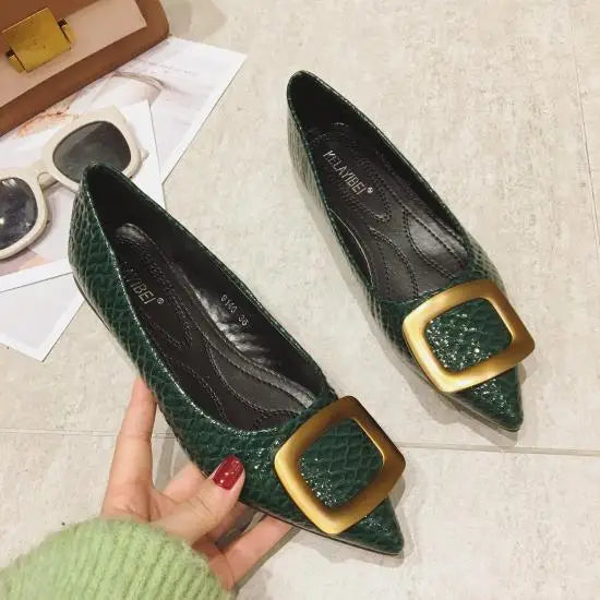 Flat Shoes Women Snakeskin Pointed Women Flats Large Size 44 45 46 Zapatillas Mujer Spring Summer Casual Shoes Small Size 32 33