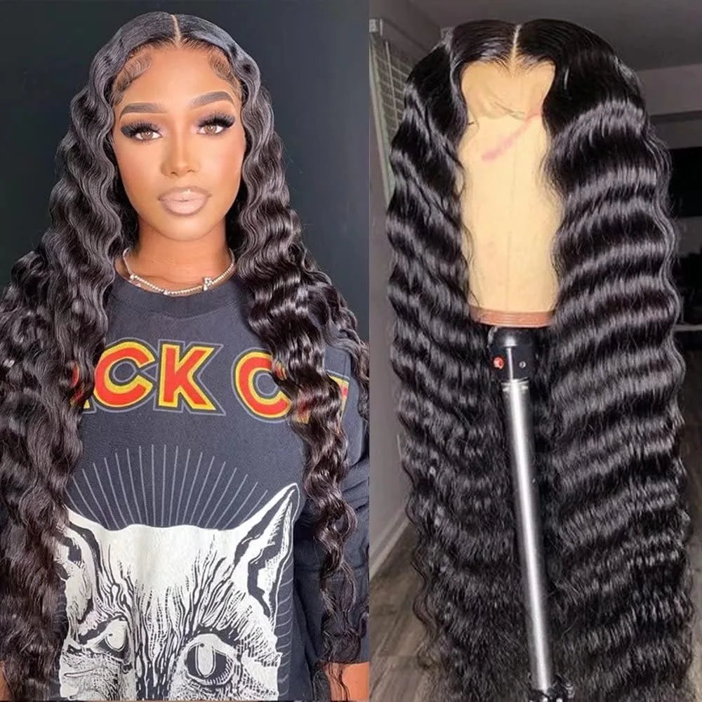 13x6 Loose Deep Wave HD Transparent Lace Frontal Wigs 200% Density 30 40 Inch 13x4 Curly Water Wave Lace Front Human Hair Wig