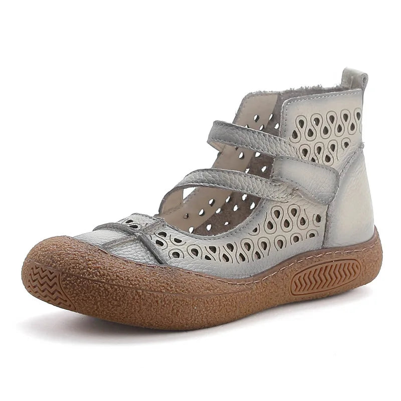 GKTINOO 2026 Summer Retro Handmade Women's Shoes Genuine Leather Soft Bottom Mom Sandals Cowhide Hollow Out Casual Sandal Boots