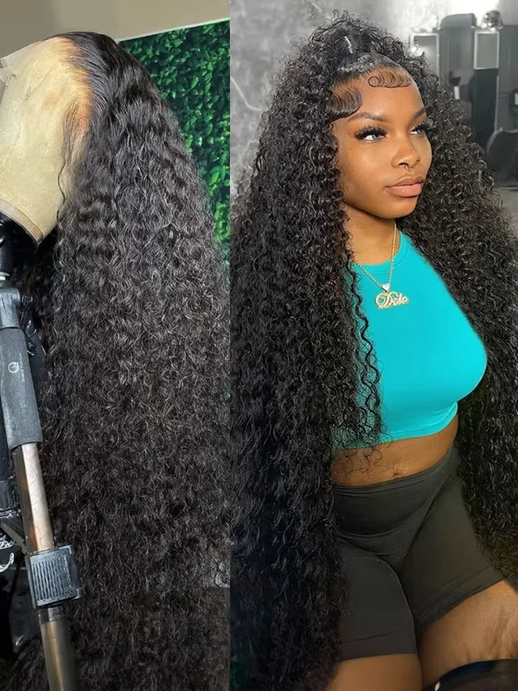 Curly Wigs 360 Full Lace Wig Deep Wave Water Wave Human Hair 1b Black Wig Invisi Strap Hd Lace Wigs 250 Density Bleached Knoted