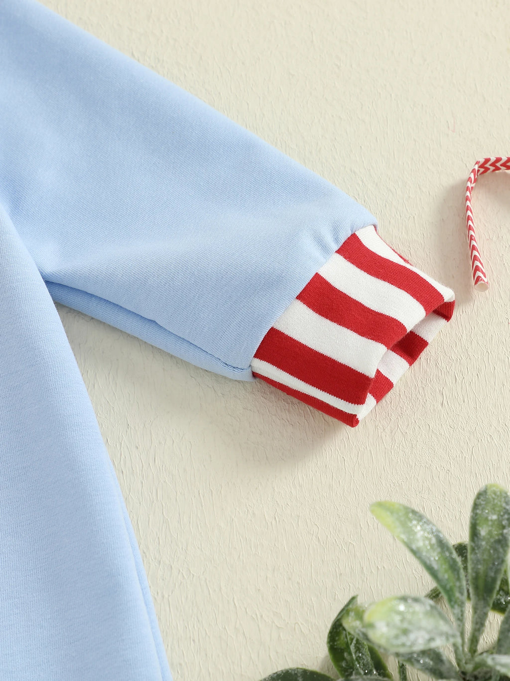 Lioraitiin Newborn Baby Boys Christmas Romper Santa Embroidery Striped Crew Neck Long Sleeve Full Length Jumpsuit