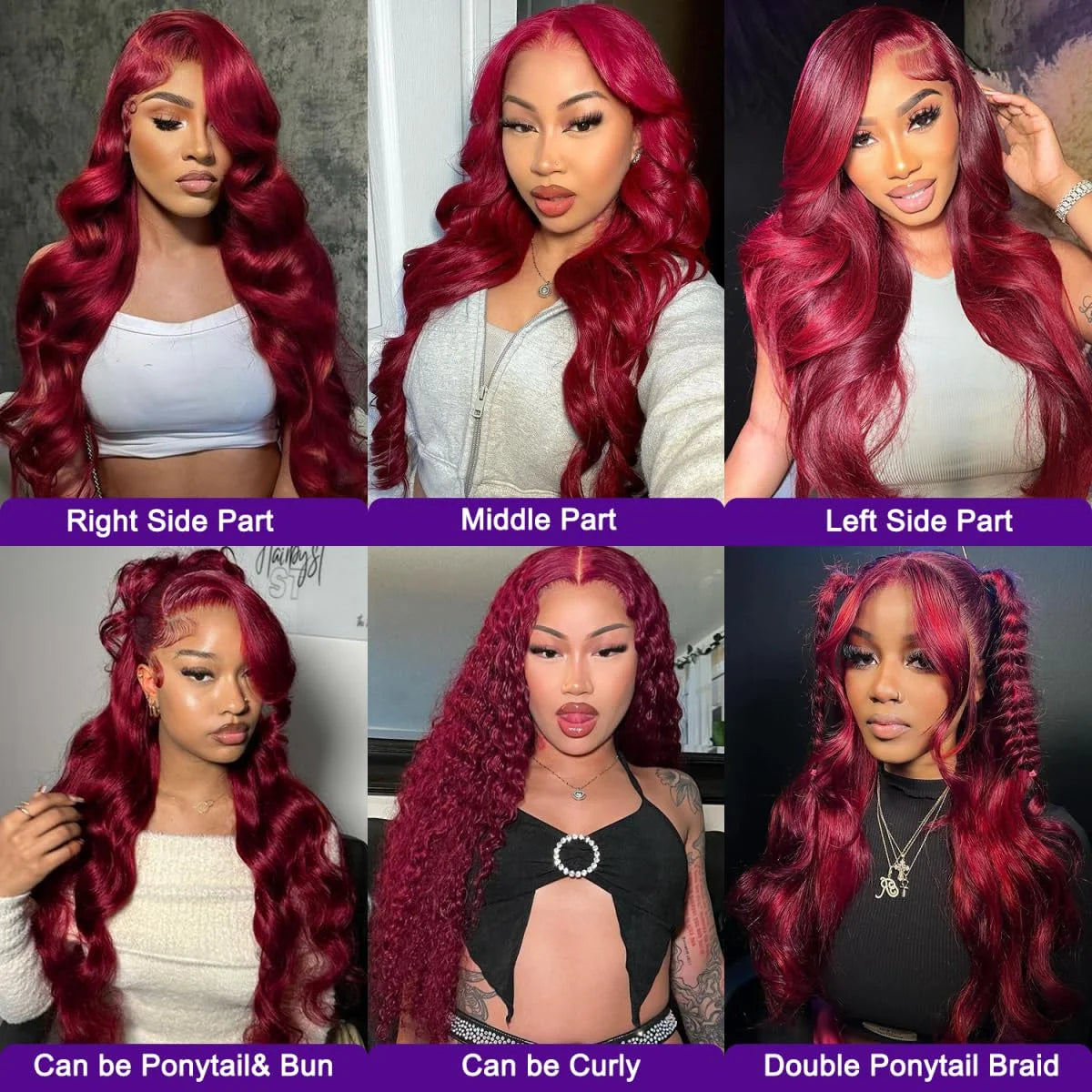 200% Colored 99j Wine Red Human Hair Wig Brazilian 40 Inch Burgundy 13x6 HD Lace Frontal Wig Body Wave 100% Remy Human Hair Wigs