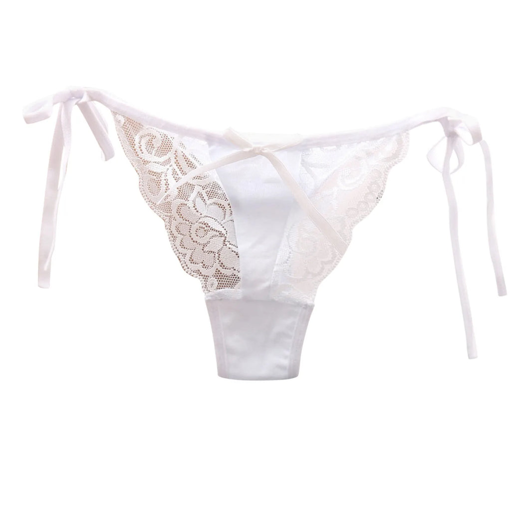 Women Sexy Lace Thong Low Waist Panties Side Tie See-Through Underpant Intimates Erotic Lingerie Ladies Underwear трусы женские