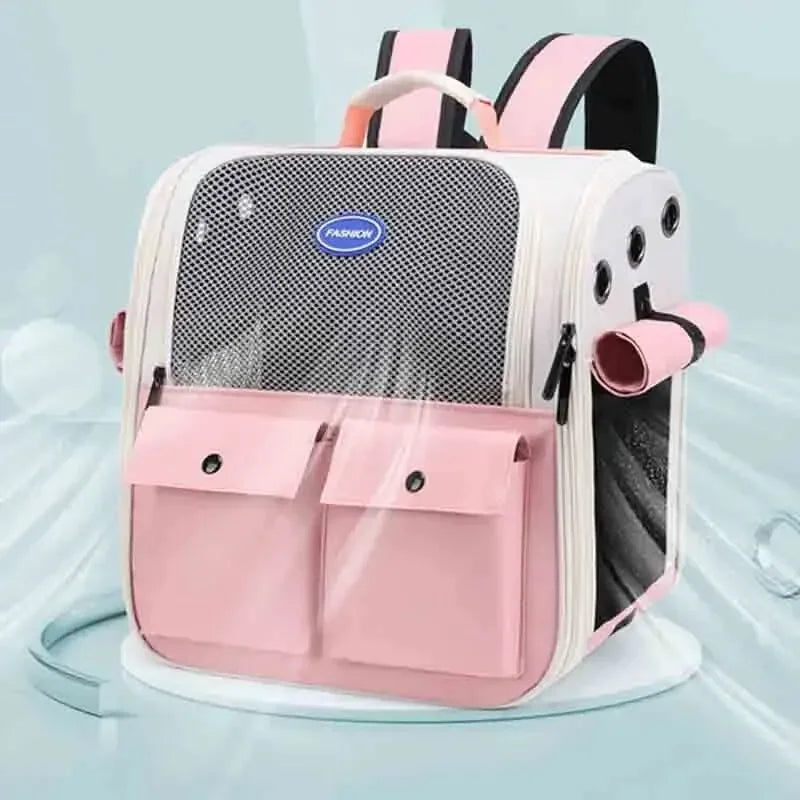 Ventilation Large Capacity Cat Carrier Backpack Adjustable Strap Pet Carrying Bag Foldable Cat Backpack for Outdoor Travel