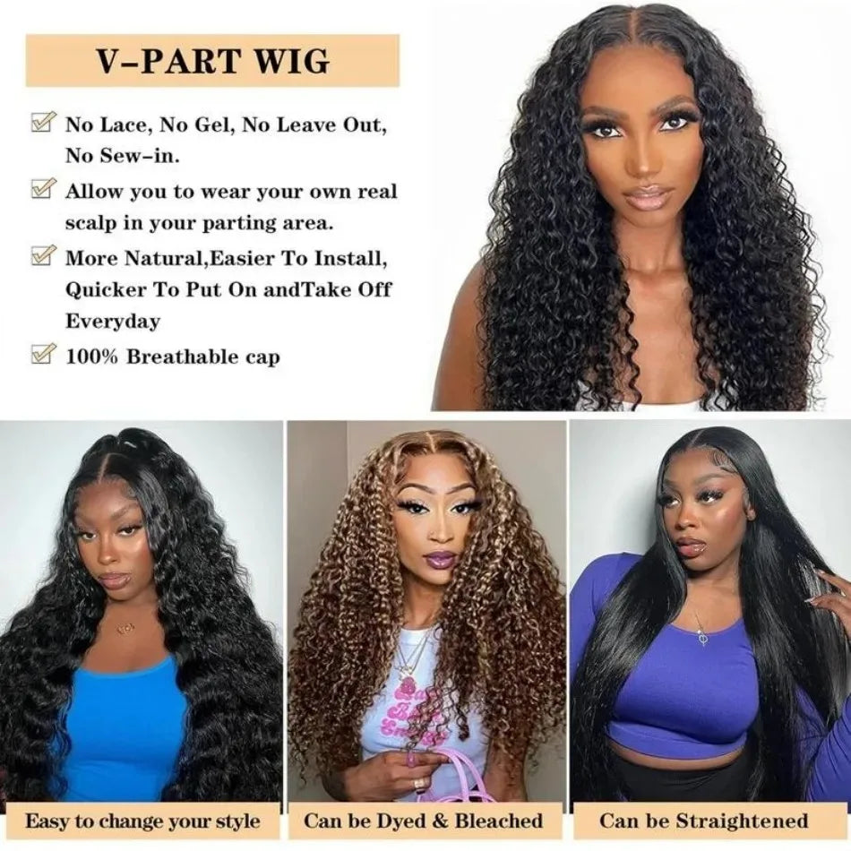 250% Half Wigs Human Hair Afro Kinky Curly Headband Wig Upgrade 3 IN 1 Half Wig With Drawstring Seamless Clip Ins Flip Over
