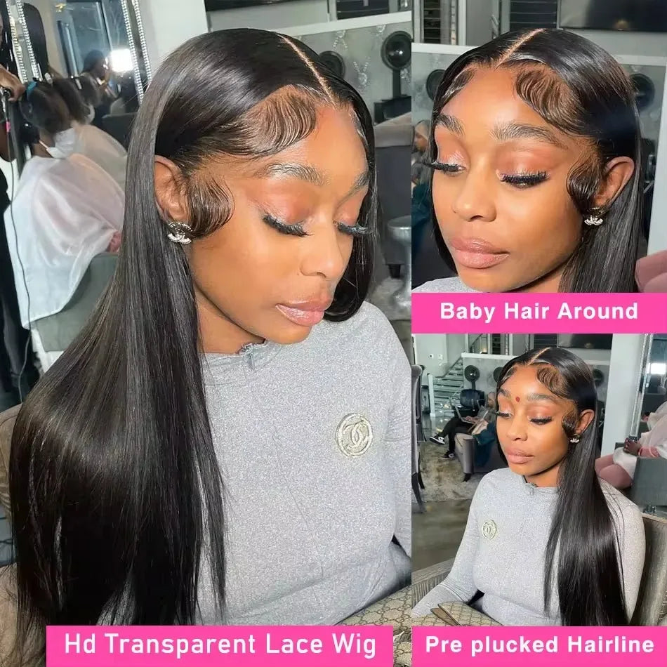 13x4 13x6 Hd Transparent Bone Straight Lace Front Wigs 30 40 Inch Brazilian Human Hair Wigs For  Women Straight Lace Frontal Wig