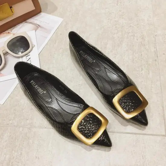 Flat Shoes Women Snakeskin Pointed Women Flats Large Size 44 45 46 Zapatillas Mujer Spring Summer Casual Shoes Small Size 32 33