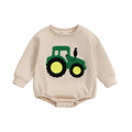 2024-05-08 Lioraitiin Baby Girls Boys Autumn Romper Long Sleeve Crewneck Tractor Embroidery Casual Playsuit