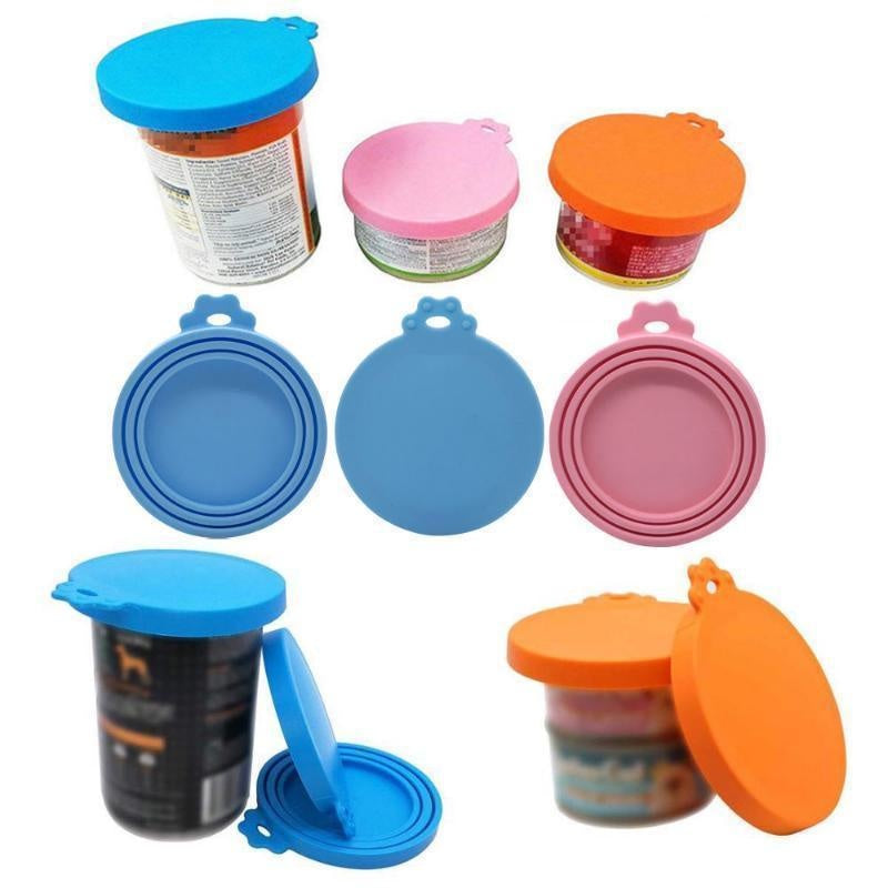 Reusable 3 In 1 Pet Food Can Silicone Cover Dogs Cats Storage Tin Cap Lid Seal Cover Pet Supplies For 8.5cm/7.5cm/6.5cm