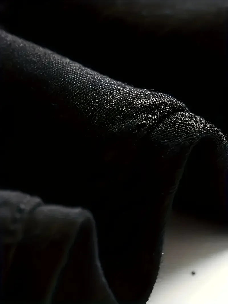 Men's Slim-Fit Ripped Jeans - Stylish Black Distressed Denim with Raw Hem, Comfortable & Versatile for All Seasons, Casual Stree