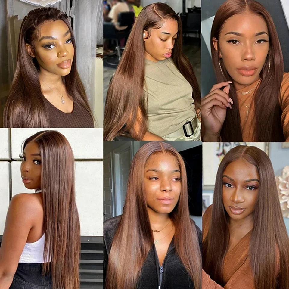 Straight #4 Chocolate Brown Raw Virgin Human Hair Weave Bundles 1/3/4Pcs Indian Bone Straight Extension For Women Sale Clearance
