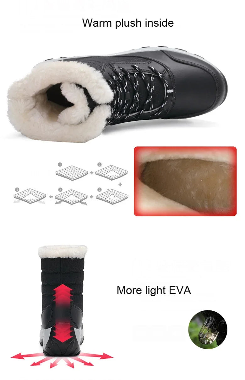 Women Boots Winter Platform Heels Snow Boots for Wamen 2023 Trend Fur Warm Ankle Boots Female Plush Winter Waterproof Shoes