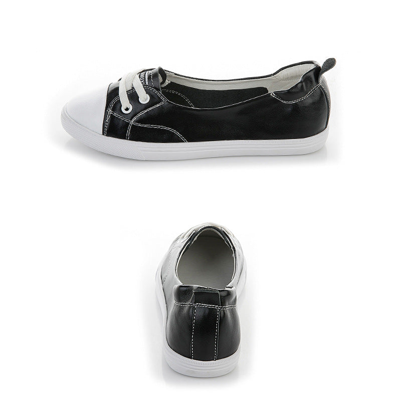 Shallow Mouth Leather Small White Shoes Women's 2026  Flat Shoes Casual Shoes Women Driving Pregnant Women Student Skate Shoes