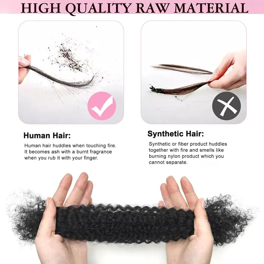 4B Afro Kinky Curly Virgin Human Hair 16 Inch Brazilian Human Hair Extensions Weave Bundles No Weft Weaving for African Women