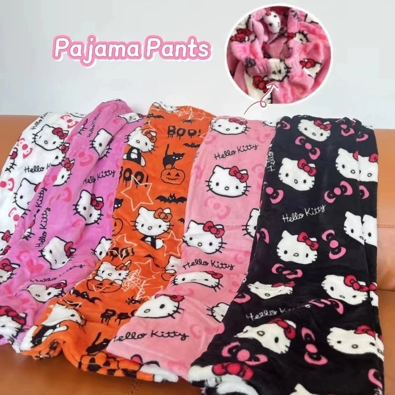 Y2K Hello Kitty pajamas anime women's pajamas cartoon couple walking home pajamas trousers casual homewear
