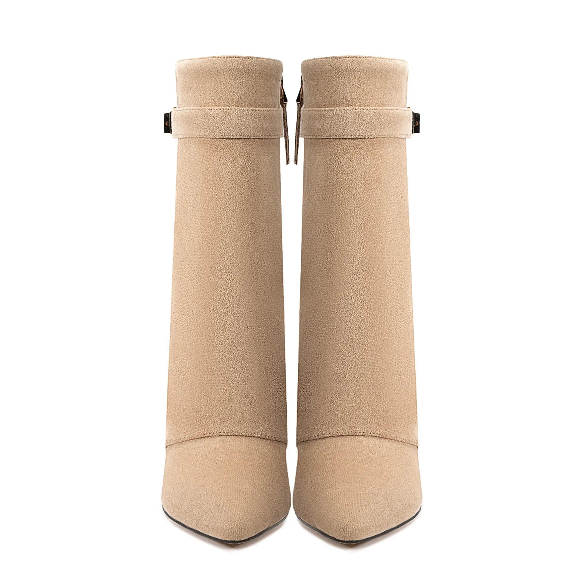 Ladies' Autumn and Winter New Pointed Knee High Women's Boots, Thick High-heeled Long Pants Boots, Fashionable Mid Rise Boots