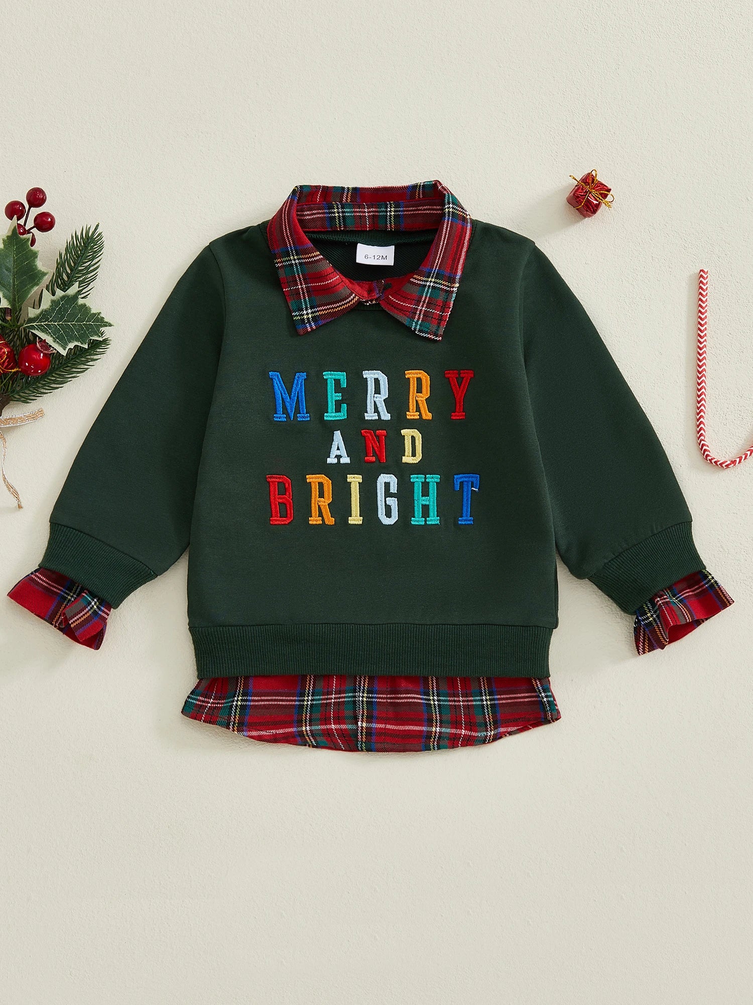 Lioraitiin Kids Boys Girls Sweatshirt Long Sleeve Embroidery Letters Patchwork Hoodie Pullover Christmas Costume Tops