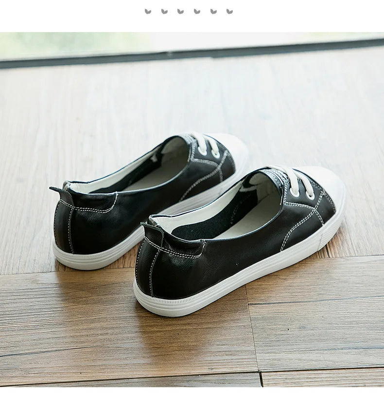 Shallow Mouth Leather Small White Shoes Women's 2026  Flat Shoes Casual Shoes Women Driving Pregnant Women Student Skate Shoes