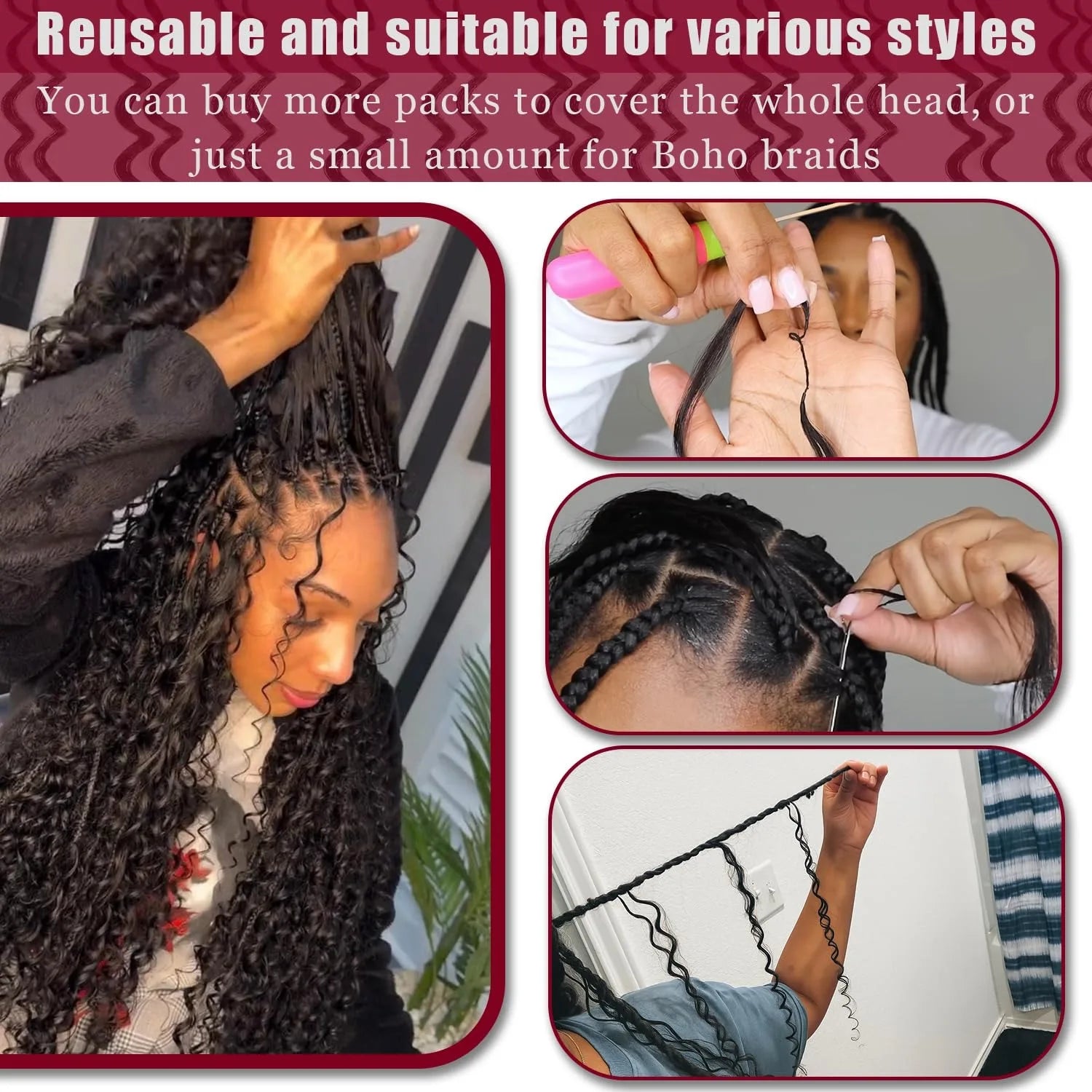 Knotless Pre-Separated Crochet Hair Extensions Human Hair Deep Wave Feather Crochet Braid Human Hair Extensions 60g/pack