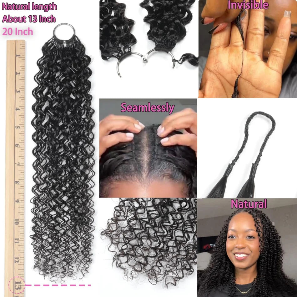 Kinky Curly Crochet Human Hair Wigs 120G Feather Miracle Knots Knotless Invisible Pre Looped Burmese Curly Deep Wave Extensions