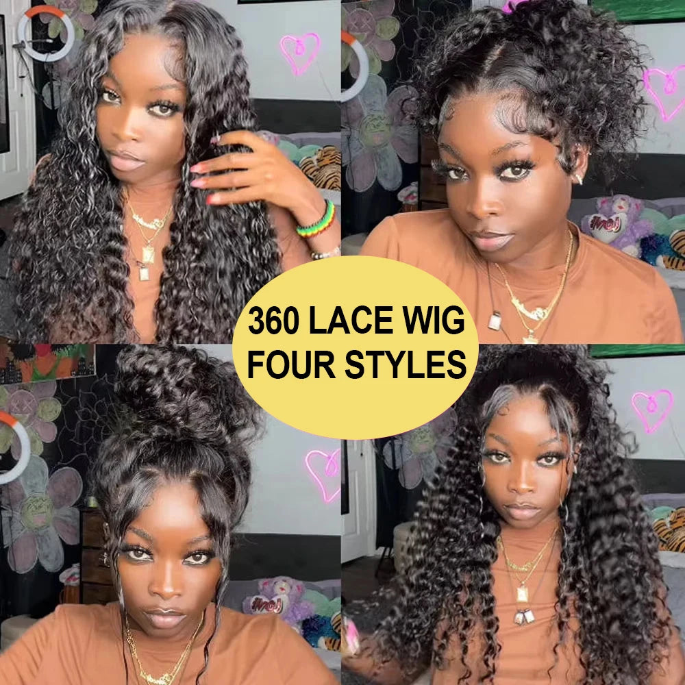40 Inch Deep Wave 13x6 Hd Lace Frontal Human Hair Wigs 250 Density Brazilian Curly Water Pre Cut Lace Glueless Wig Ready To Wear