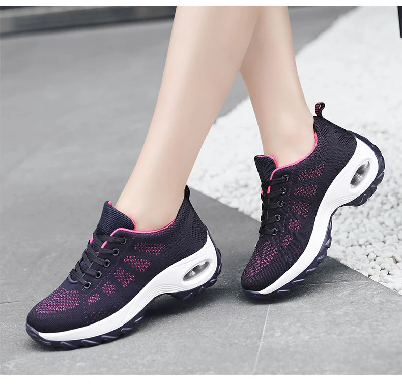 2025 Women's Fashion New Product: Sports Walking Shoes Breathable and Lightweight Casual Walking Platform Shoes Calzados Mujeres