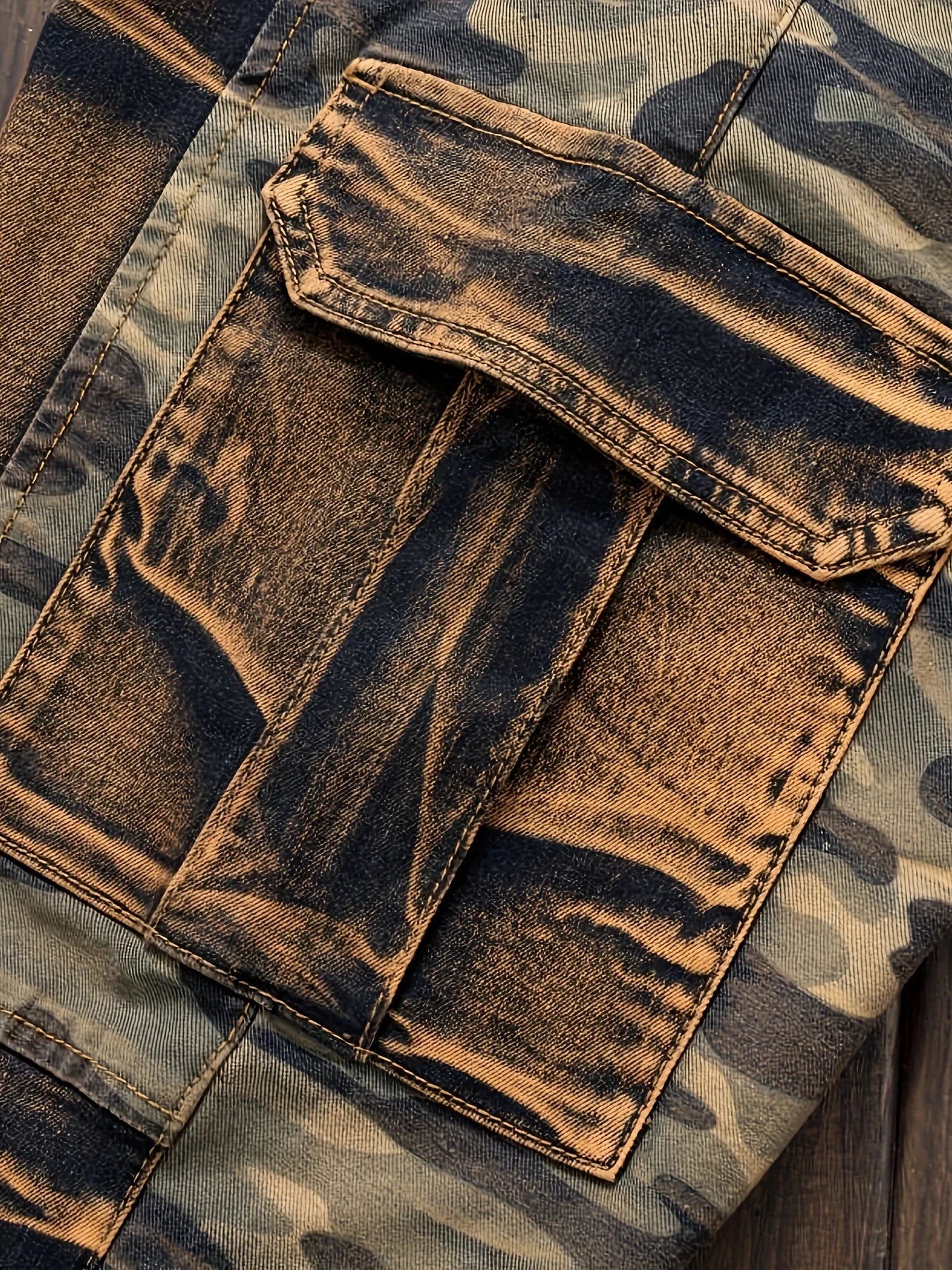 European and American new color contrast retro trend fashion old washed jeans