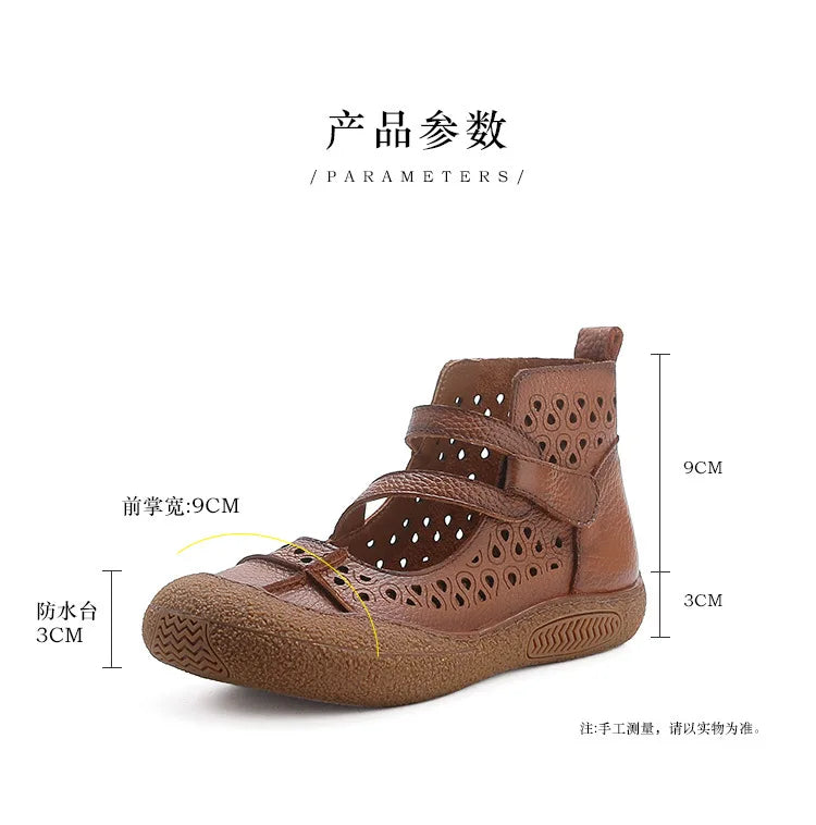 GKTINOO 2026 Summer Retro Handmade Women's Shoes Genuine Leather Soft Bottom Mom Sandals Cowhide Hollow Out Casual Sandal Boots
