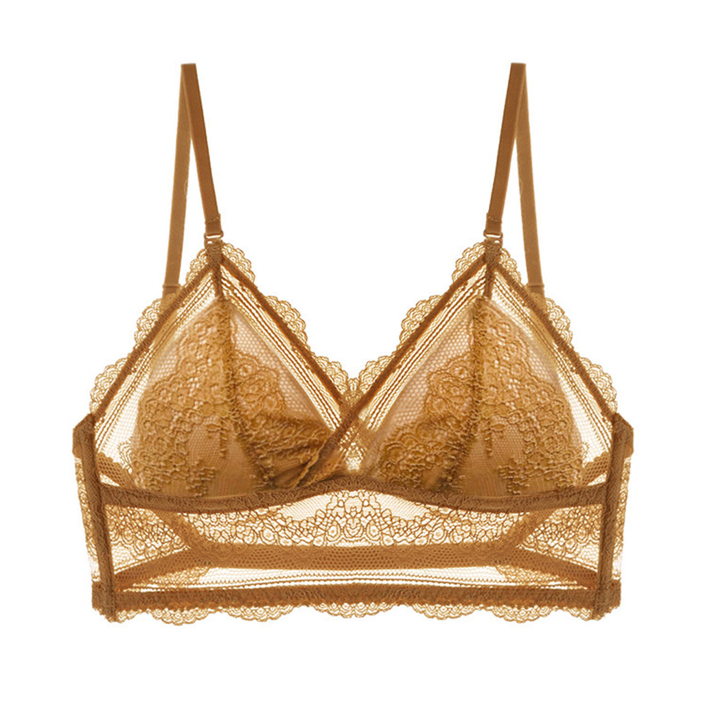 Sexy Low Back Bras Ladies U Backless Invisible Lace Wireless Bra Bralette Mesh Ultra Thin Seamless Underwear Women Lingerie