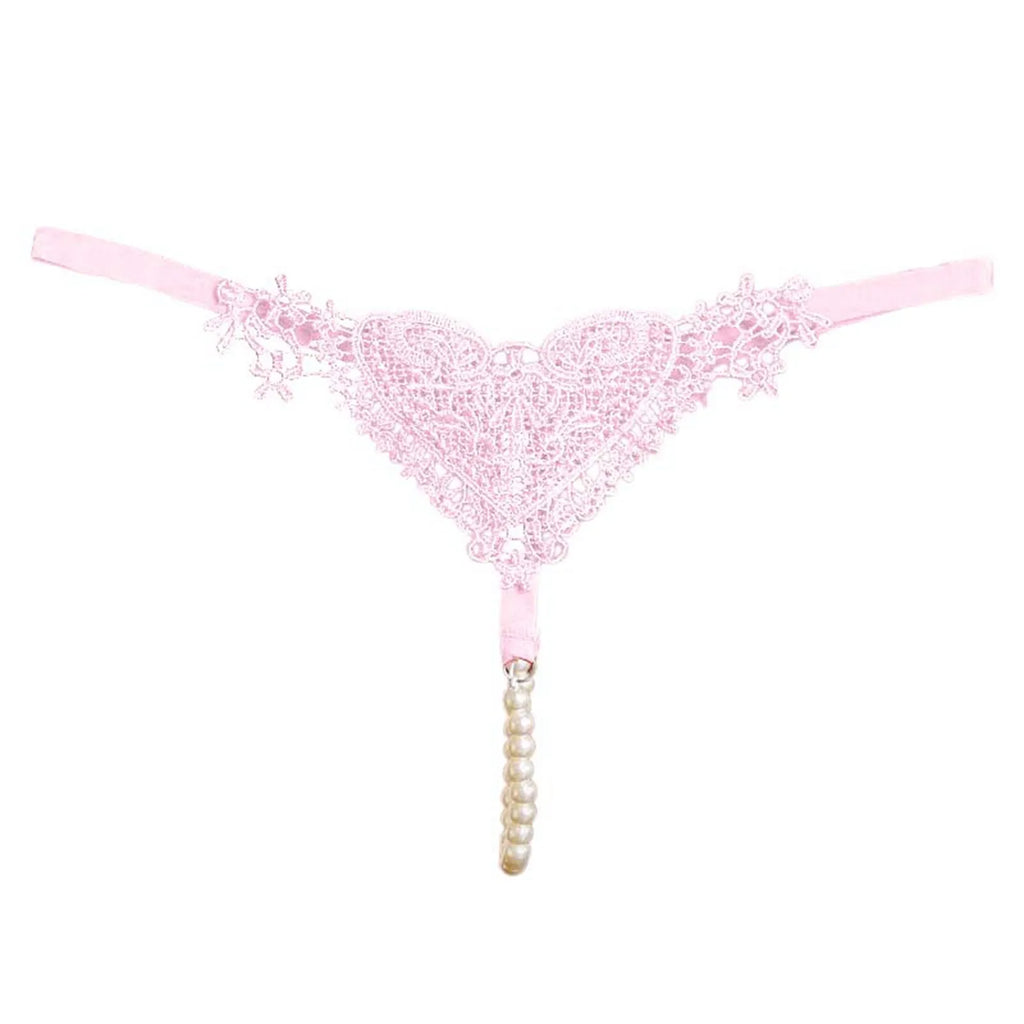 Seamless Crotchless Underwear Women Erotic Floral Embroidered Beading Sexy Lingeries Female Lace Hollow Out Pearl Panties